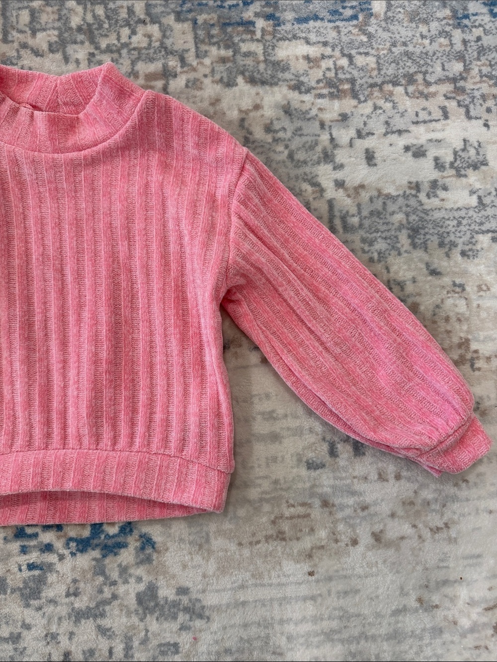 Pink Ribbed Mock Neck Sweater - Picture 2 of 4